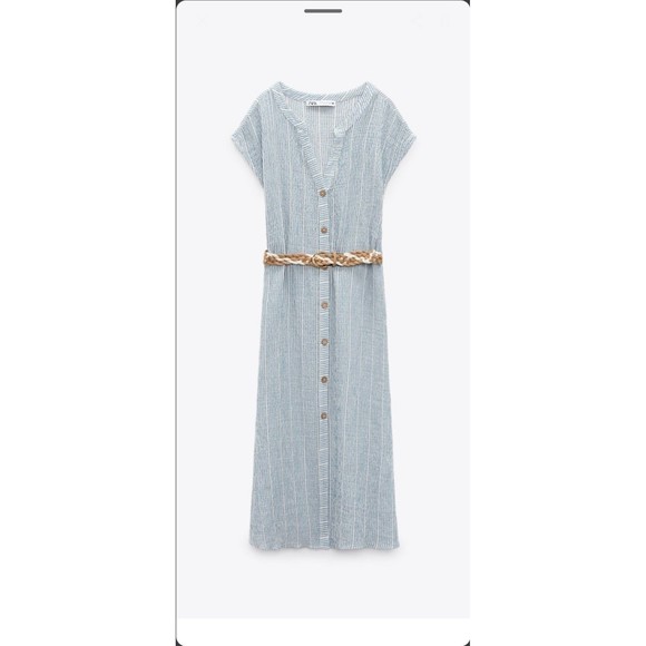 Zara striped belted midi Dress - Picture 8 of 11
